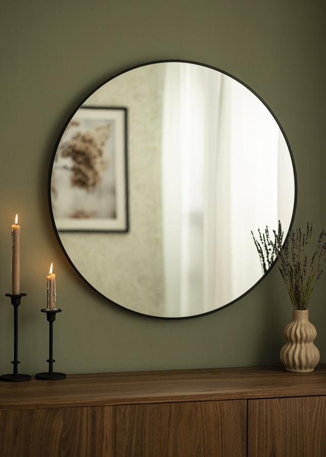 Spiegel Modern Schwarz 80 cm Ø
