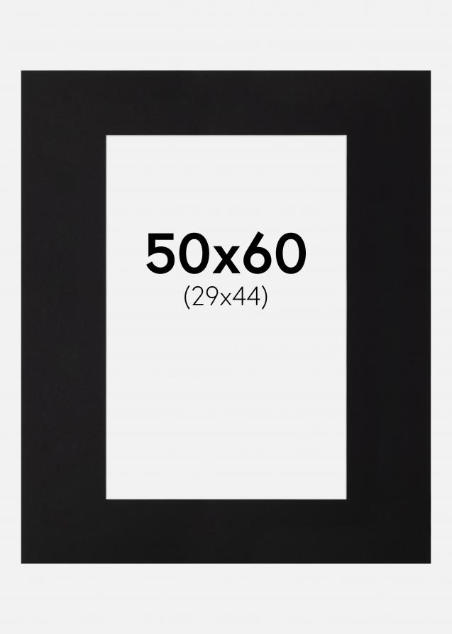 Passepartout Schwarz Standard (weißer Kern) 50x60 cm (29x44)