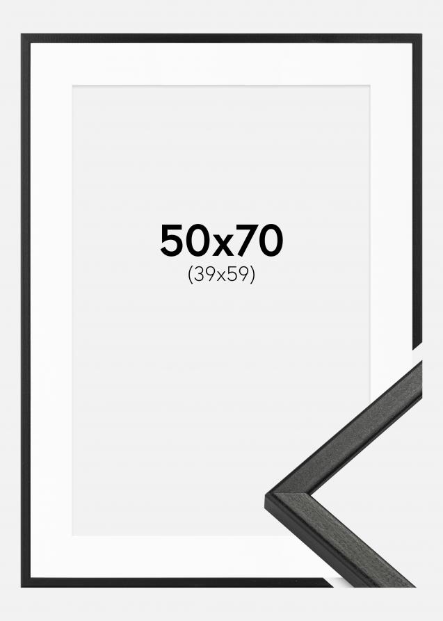 Rahmen Kaspar Schwarz 50x70 cm - Passepartout Weiß 40x60 cm