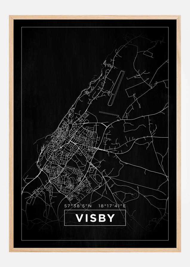 Map - Visby - Black Poster