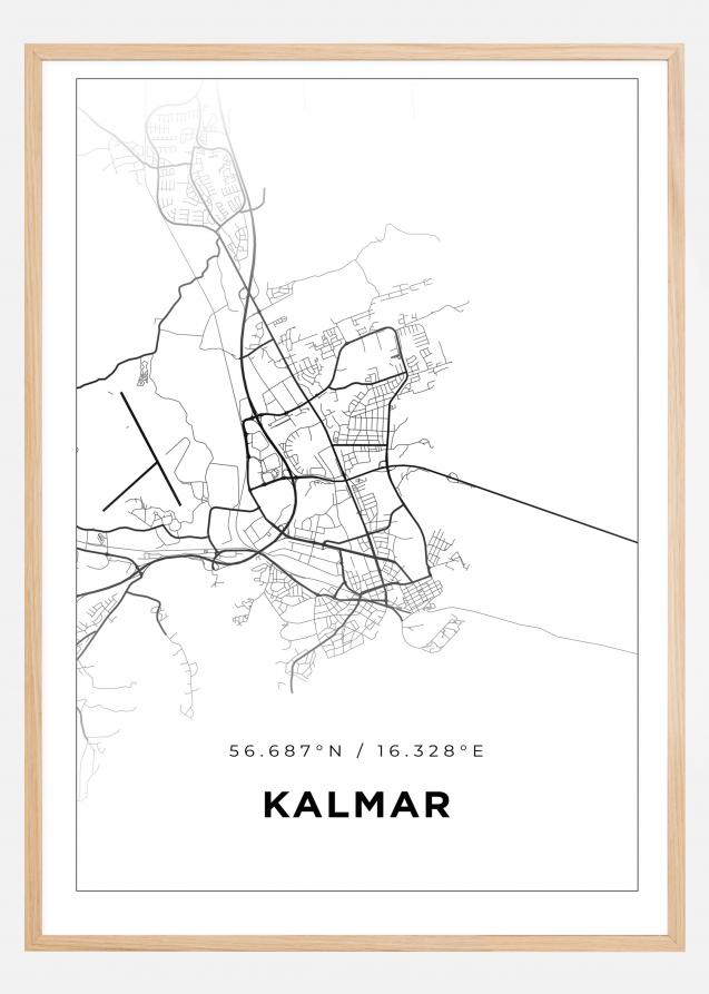 Map - Kalmar - White Poster