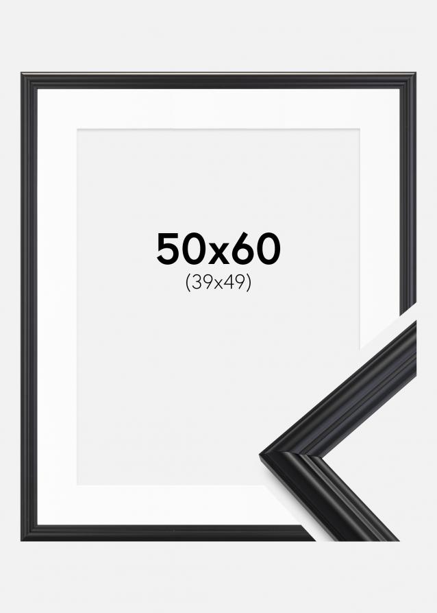 Rahmen Siljan Schwarz 50x60 cm - Passepartout Weiß 40x50 cm