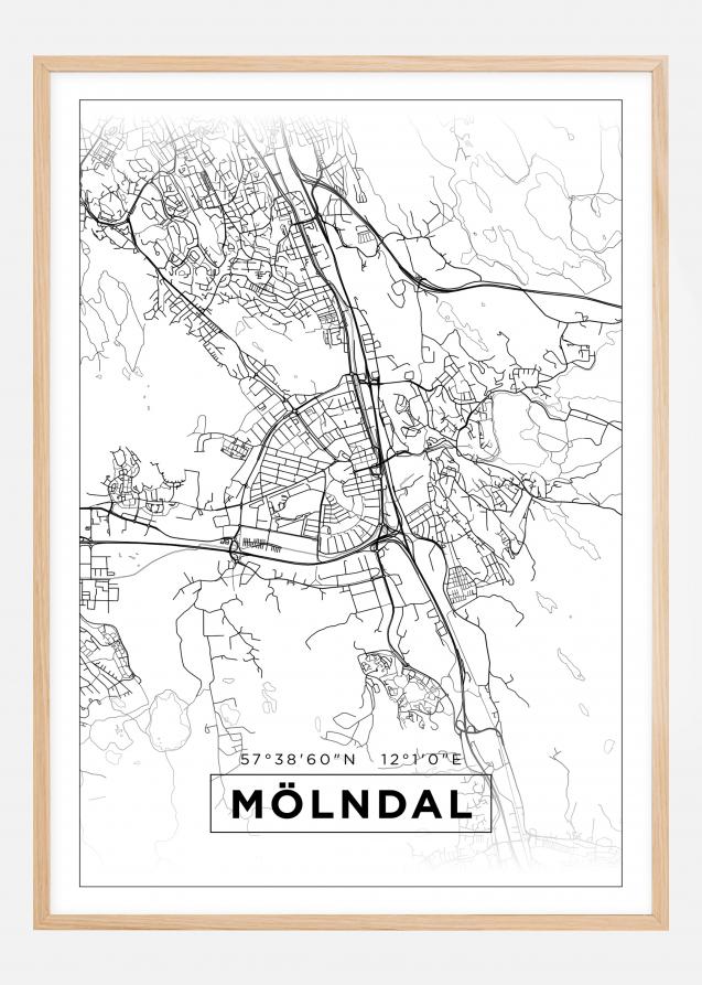 Map - Mölndal - White Poster