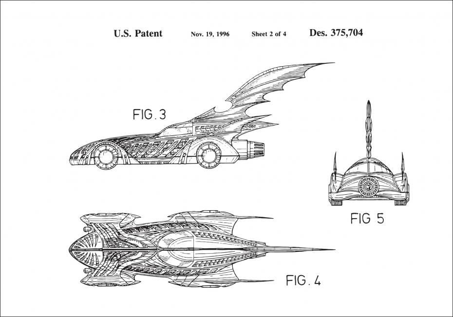 Patentzeichnung - Batman - Batmobile 1996 II Poster