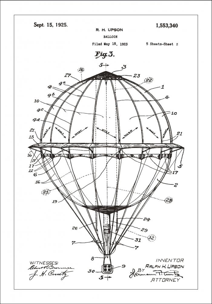 Patentzeichnung - Heiluftballon - Wei Poster