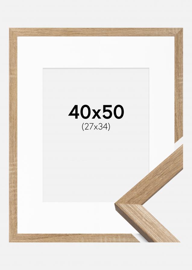 Rahmen Fiorito Helle Eiche 40x50 cm - Passepartout Weiß 28x35 cm
