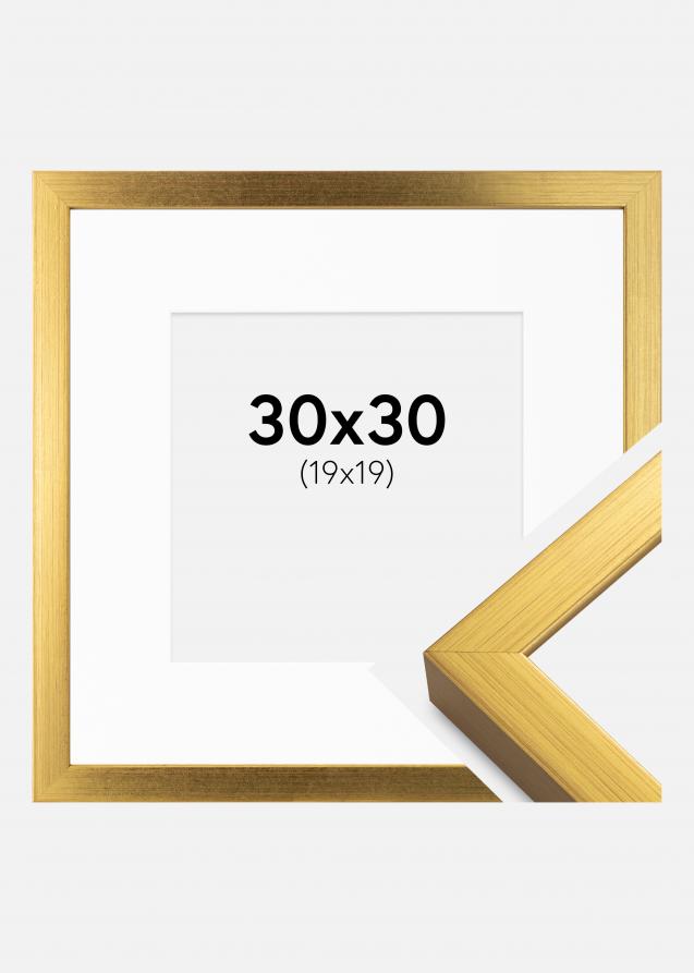 Rahmen Falun Gold 30x30 cm - Passepartout Weiß 20x20 cm