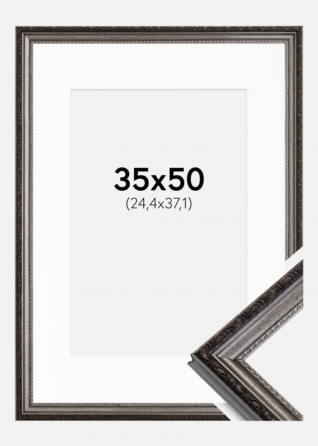 Rahmen Abisko Silber 35x50 cm - Passepartout Weiß 10x15 inches