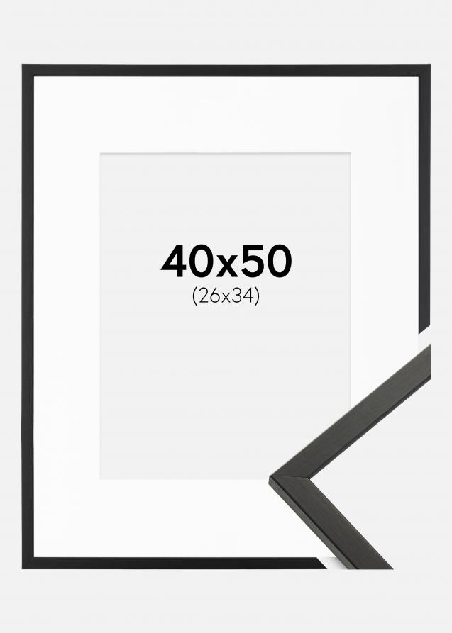 Rahmen Galant Schwarz 40x50 cm - Passepartout Weiß 27x35 cm
