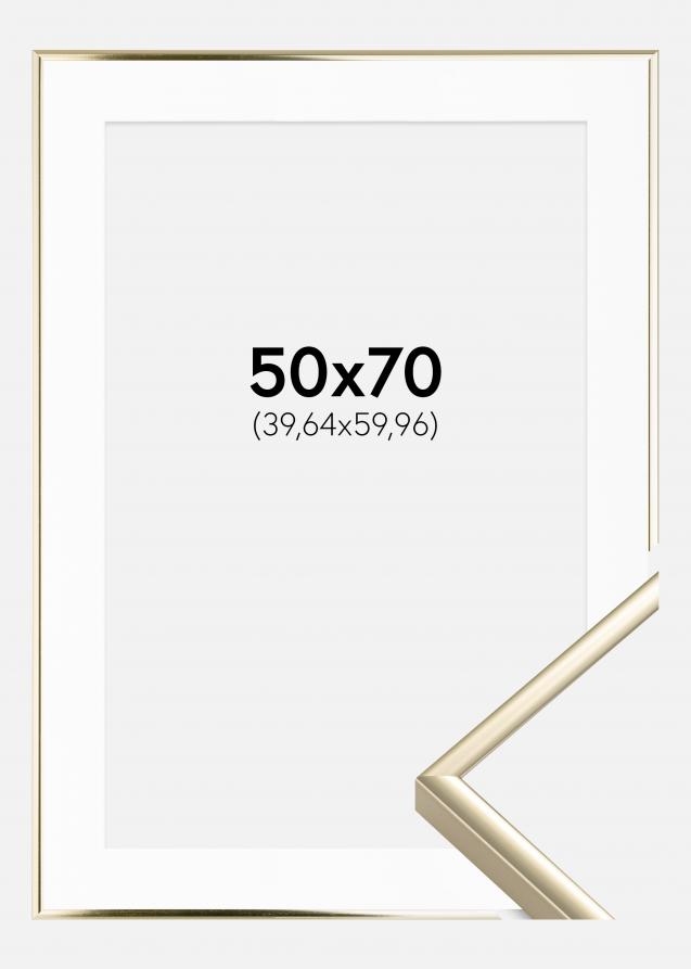 Rahmen Aluminium Gold glänzend 50x70 cm - Passepartout Weiß 16x24 inches