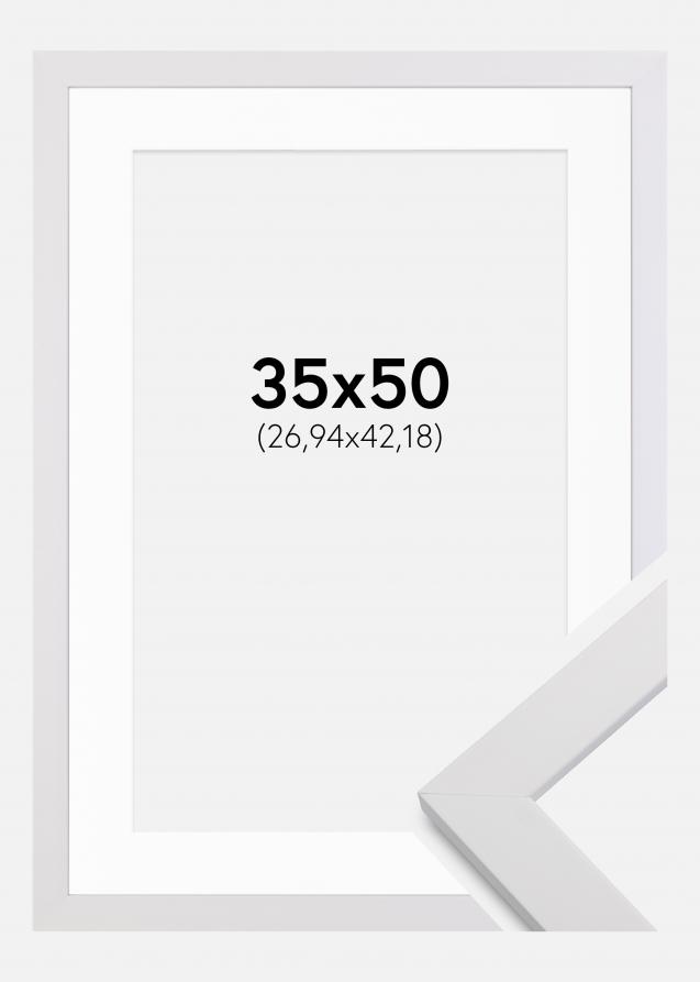 Rahmen White Wood 35x50 cm - Passepartout Weiß 11x17 inches