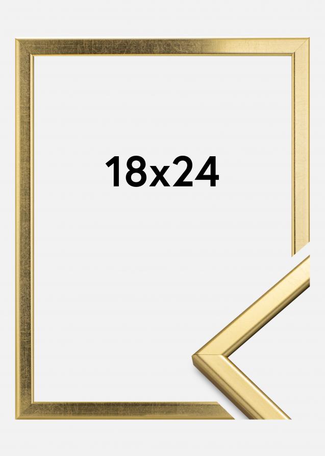 Rahmen Slim Matt Antireflexglas Gold 18x24 cm