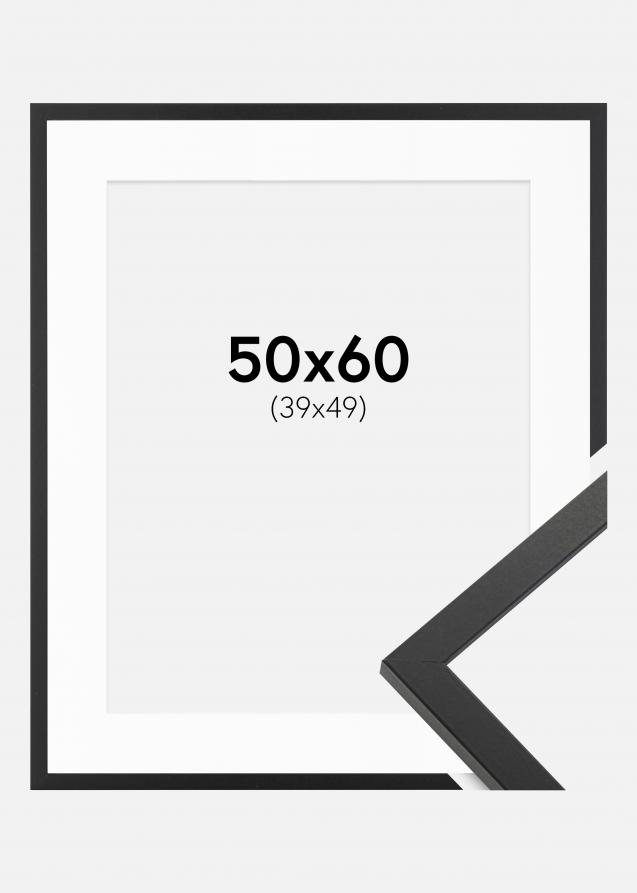 Rahmen Trendy Schwarz 50x60 cm - Passepartout Weiß 40x50 cm