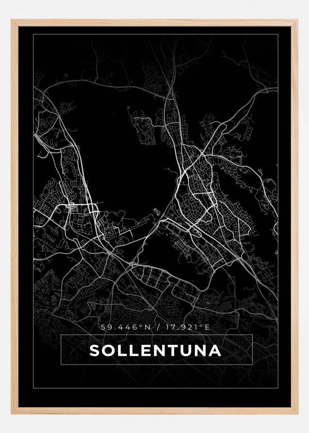 Map - Sollentuna - Black Poster