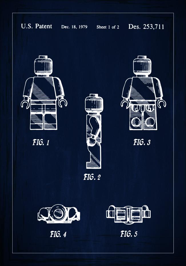 Patentzeichnung - Lego I - Blau Poster