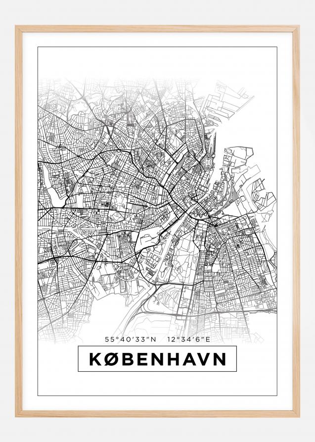 Map - København - White Poster