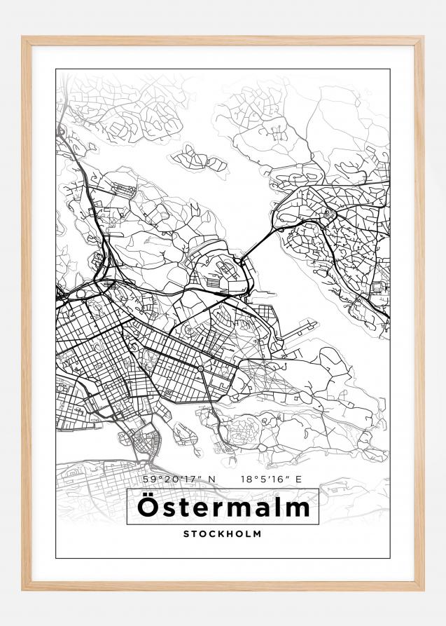 Map - Östermalm - White Poster
