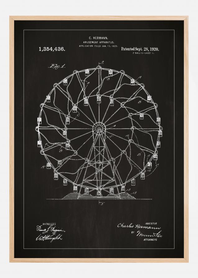 Patentzeichnung - Riesenrad - Schwarz Poster