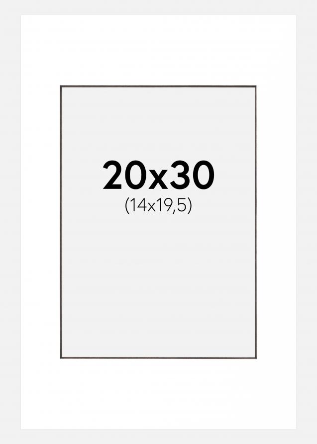 Passepartout Weiß (schwarzer Kern) 20x30 cm (14x19,5 cm)