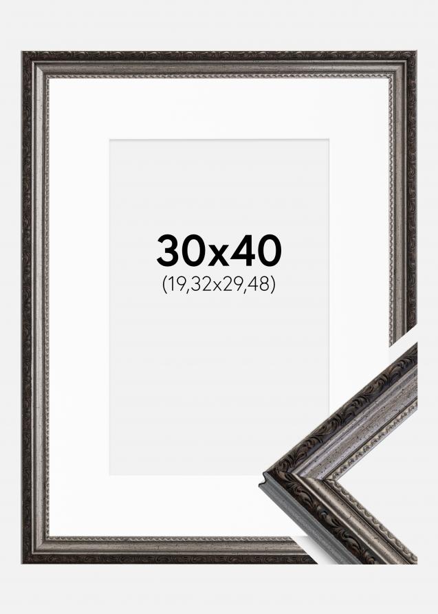Rahmen Abisko Silber 30x40 cm - Passepartout Weiß 8x12 inches