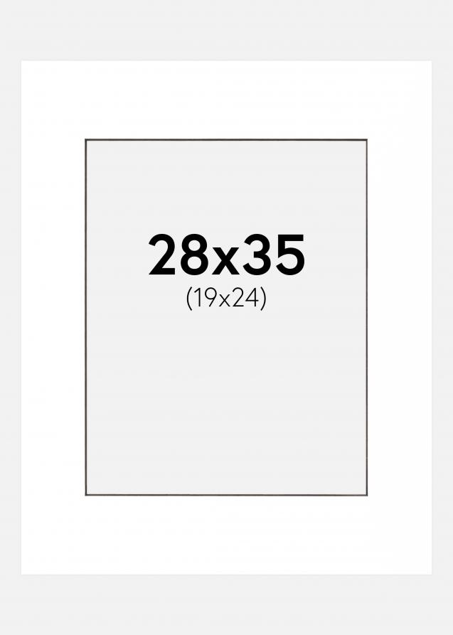 Passepartout Weiß (schwarzer Kern) 28x35 cm (19x24 cm)