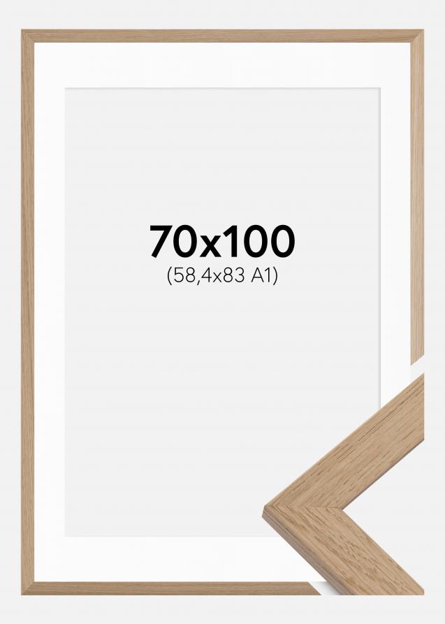 Rahmen Trendline Eiche 70x100 cm - Passepartout Weiß 59,4x84 cm (A1)