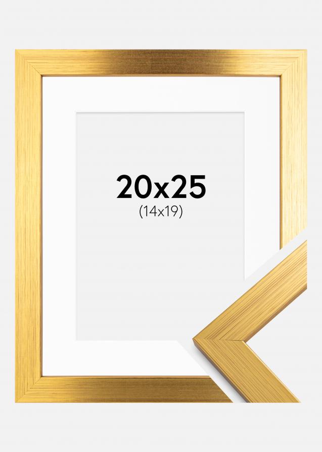 Rahmen Gold Wood 20x25 cm - Passepartout Weiß 15x20 cm