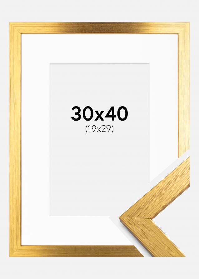 Rahmen Gold Wood 30x40 cm - Passepartout Weiß 20x30 cm