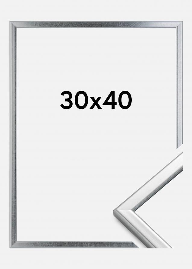 Rahmen Slim Matt Antireflexglas Silber 30x40 cm