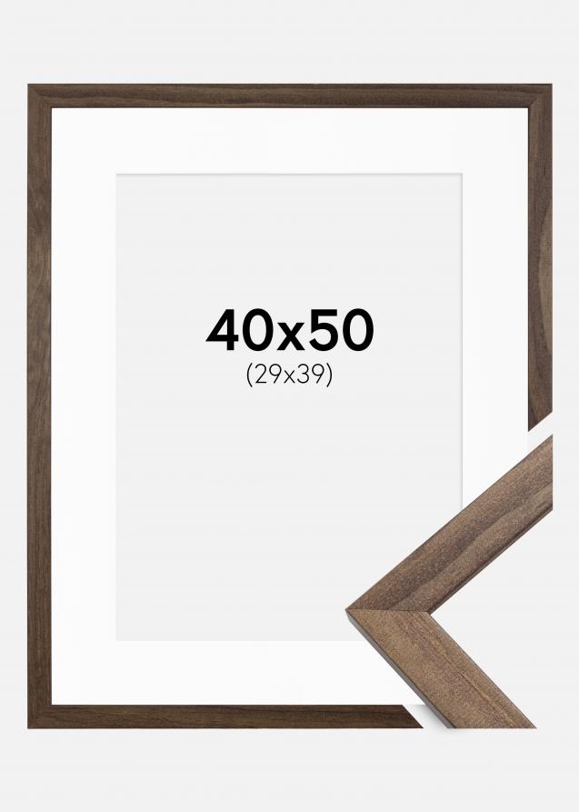 Rahmen Stilren Walnuss 40x50 cm - Passepartout Weiß 30x40 cm