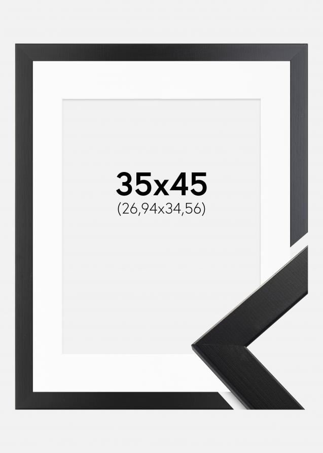 Rahmen Trendline Schwarz 35x45 cm - Passepartout Weiß 11x14 inches