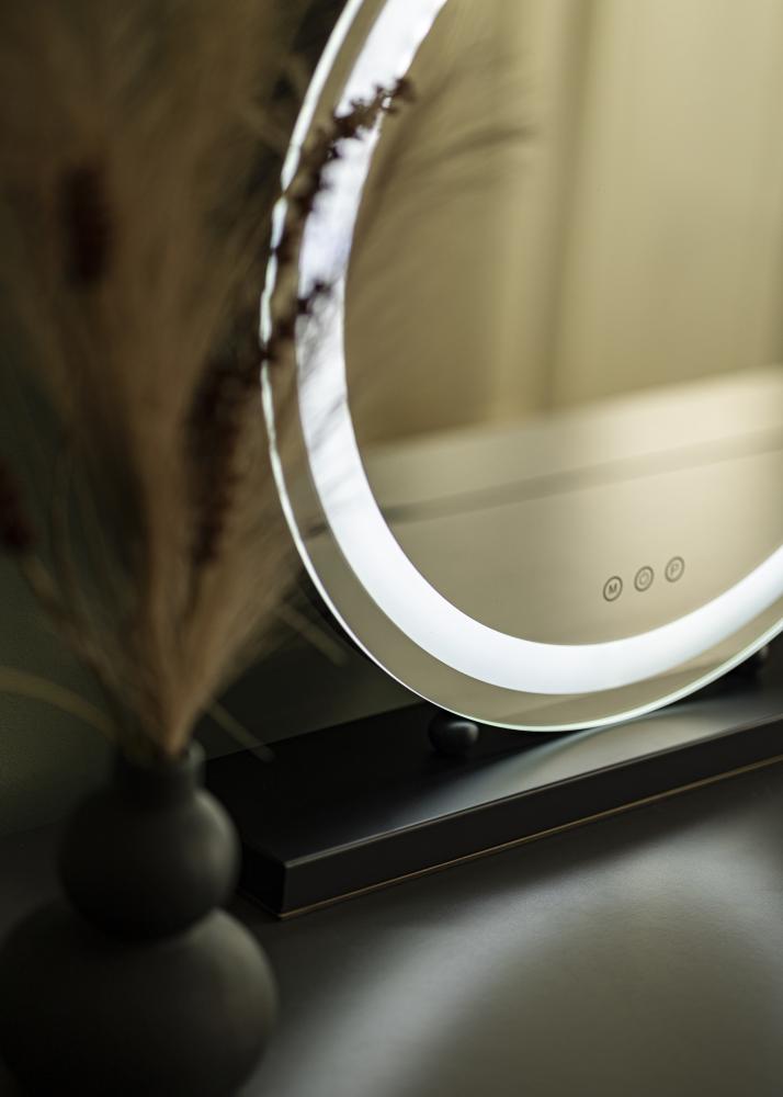 KAILA Kosmetikspiegel Round LED Schwarz 50 cm 