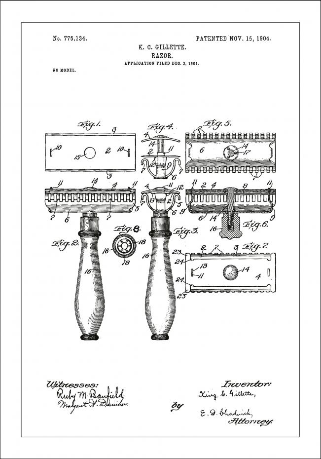Patentzeichnung - Rasierer - Wei Poster
