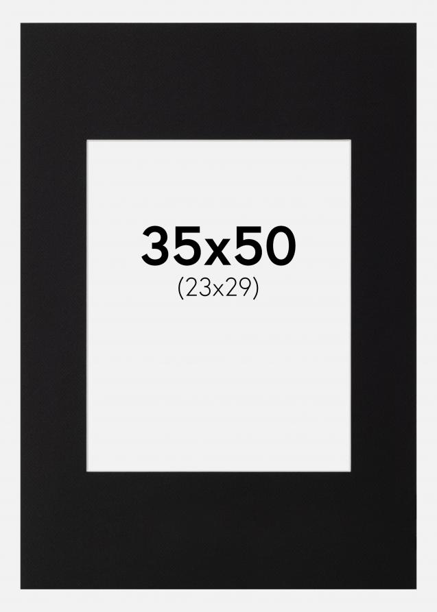 Passepartout Schwarz Standard (weißer Kern) 35x50 cm (23x29)