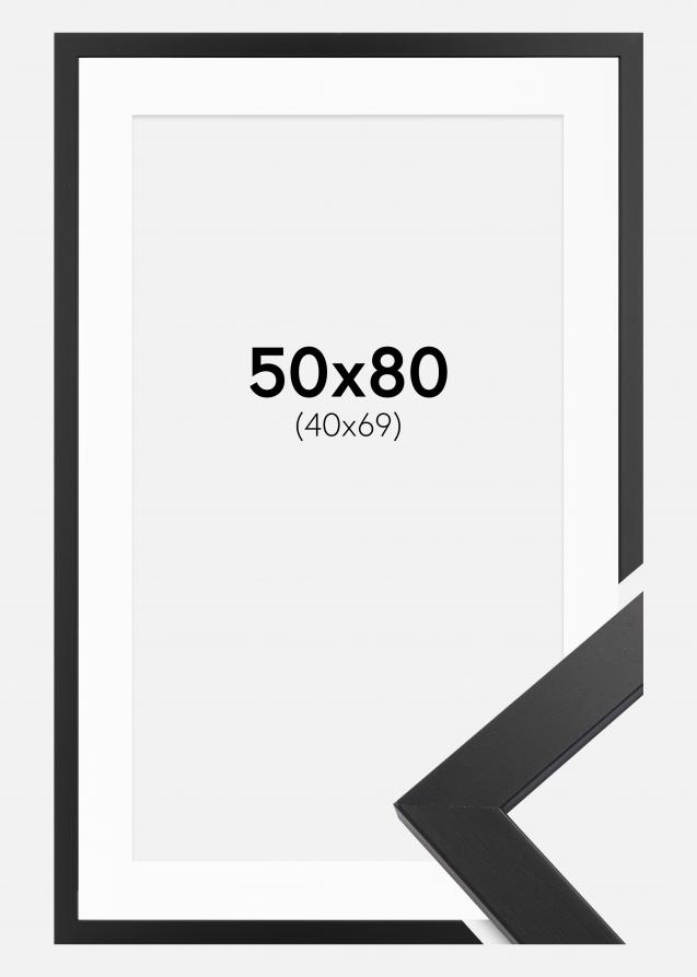Rahmen Black Wood 50x80 cm - Passepartout Weiß 41x70 cm