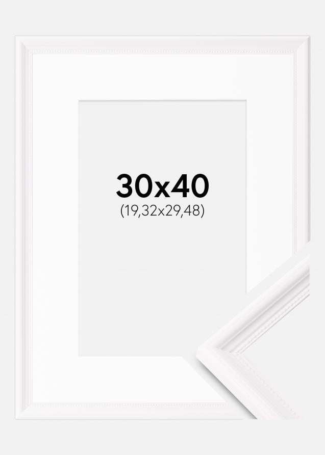 Rahmen Gala Weiß 30x40 cm - Passepartout Weiß 8x12 inches