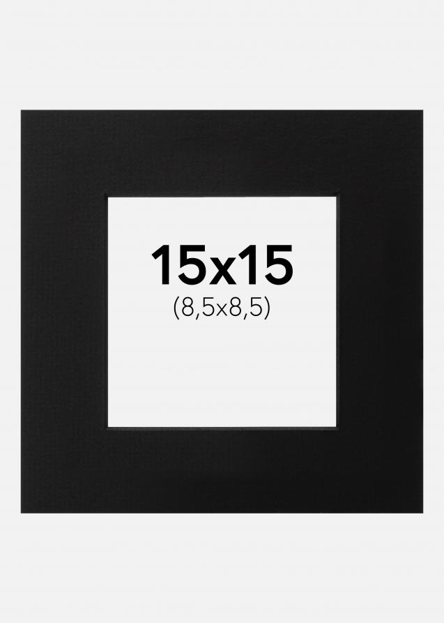 Passepartout Schwarz (schwarzer Kern) 15x15 cm (8,5x8,5)