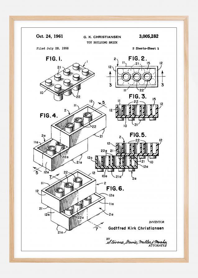 Patent Print - Lego Block I - White Poster