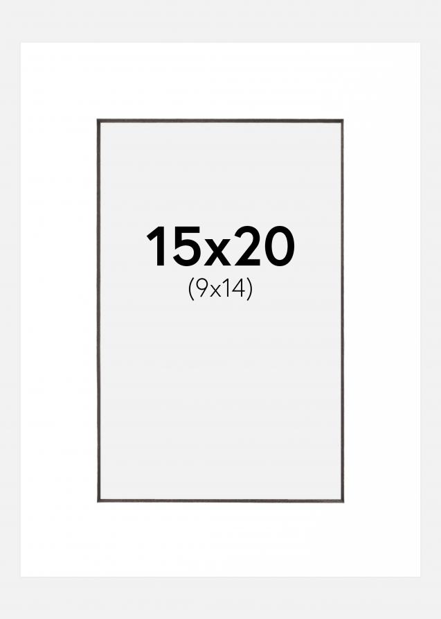 Passepartout Weiß (schwarzer Kern) 15x20 cm (9x14 cm)