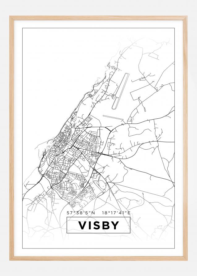 Map - Visby - White Poster