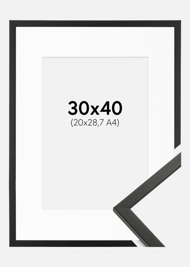 Rahmen Galant Schwarz 30x40 cm - Passepartout Weiß 21x29,7 cm