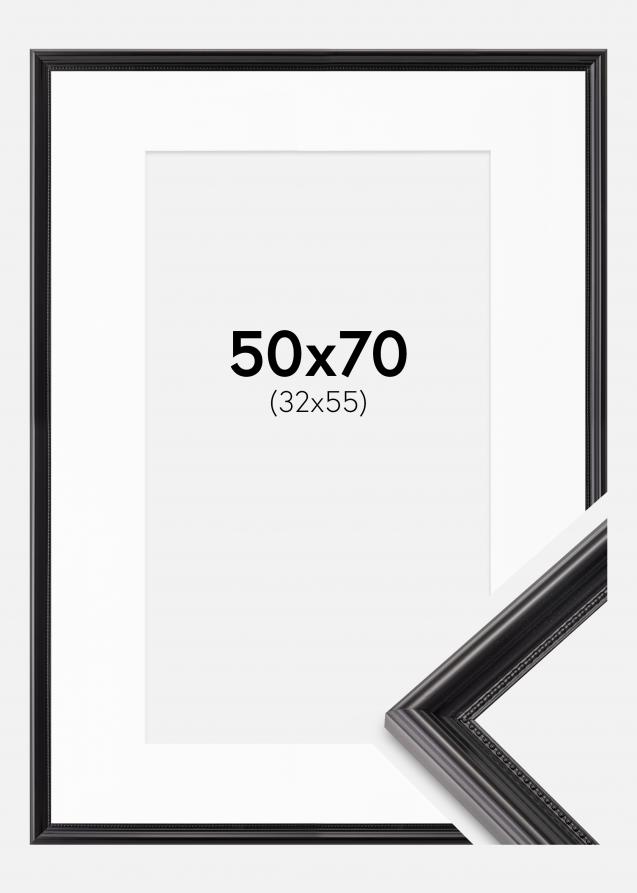 Rahmen Gala Schwarz 50x70 cm - Passepartout Weiß 33x56 cm