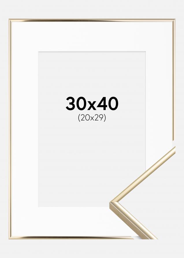 Rahmen Visby Gold Glänzend 30x40 cm - Passepartout Weiß 21x30 cm