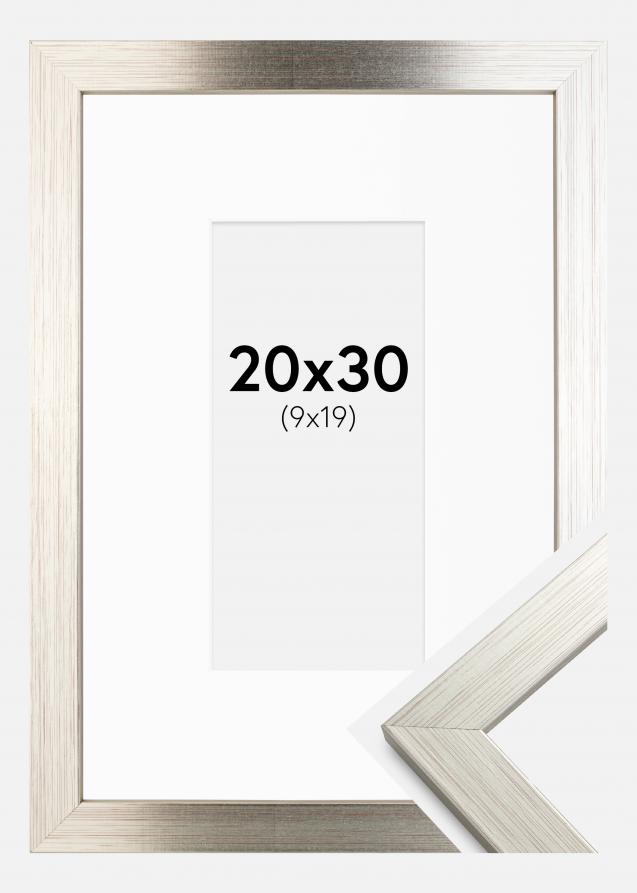 Rahmen Silver Wood 20x30 cm - Passepartout Weiß 10x20 cm