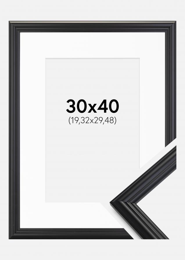 Rahmen Siljan Schwarz 30x40 cm - Passepartout Weiß 8x12 inches
