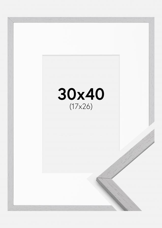 Rahmen Edsbyn Grey 30x40 cm - Passepartout Weiß 18x27 cm