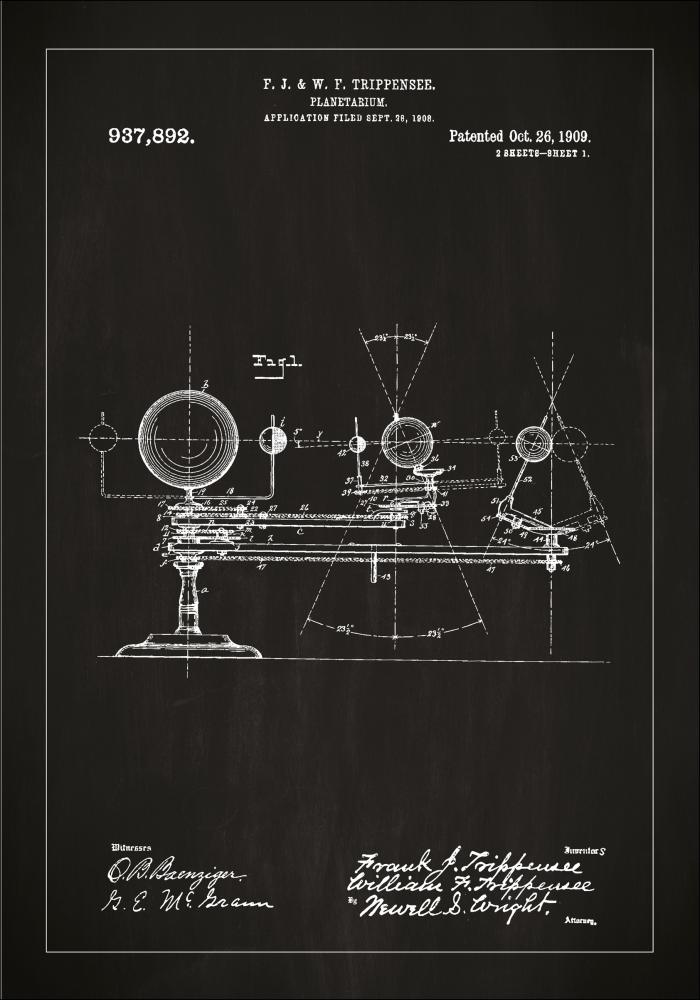 Patentzeichnung - Planetarium - Schwarz Poster