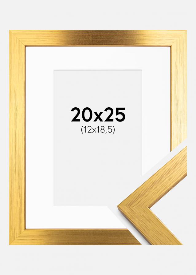 Rahmen Gold Wood 20x25 cm - Passepartout Weiß 13x19,5 cm