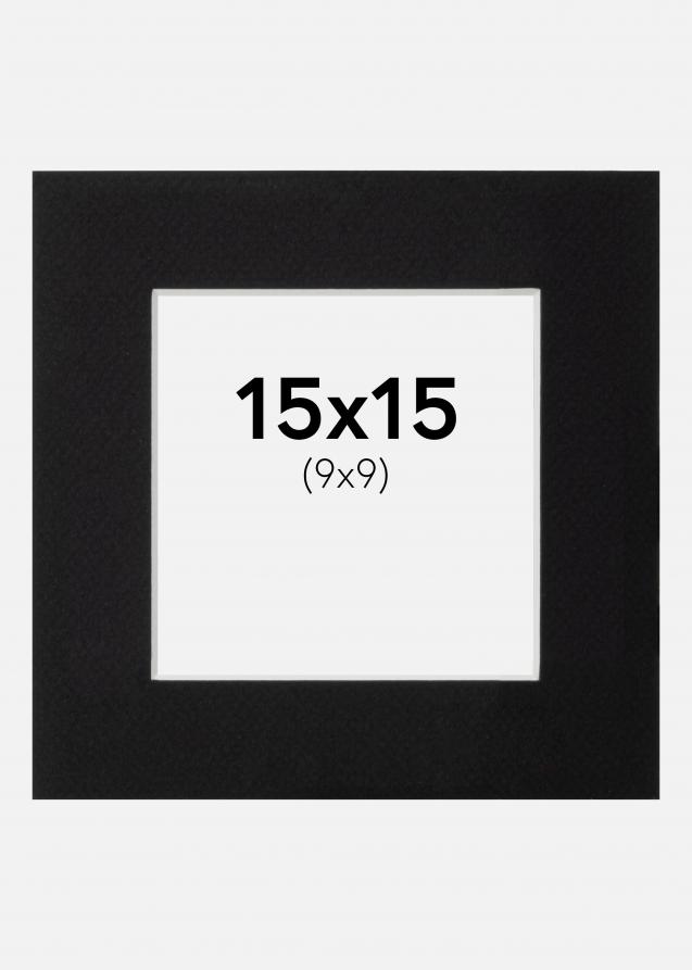 Passepartout Schwarz Standard (weißer Kern) 15x15 cm (9x9)