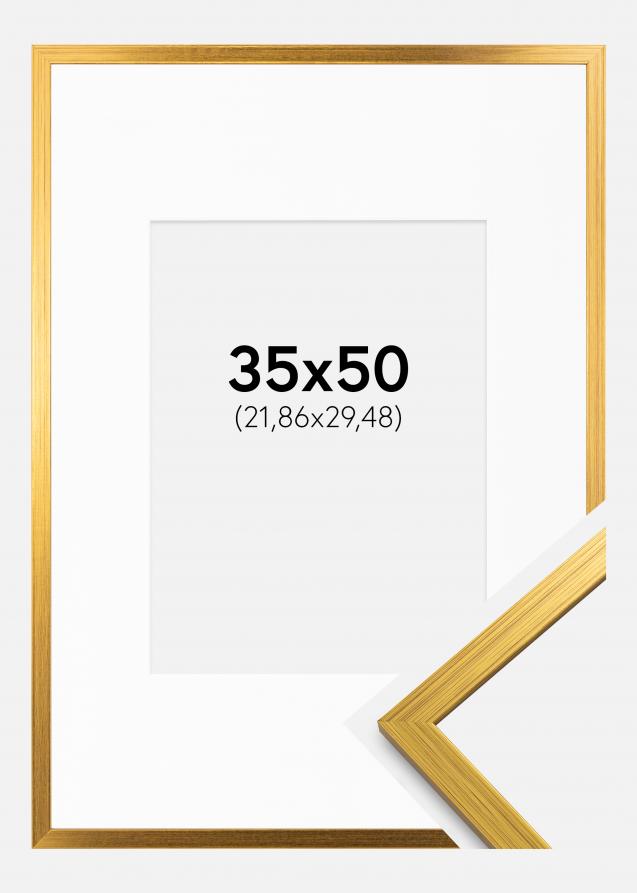 Rahmen Edsbyn Gold 35x50 cm - Passepartout Weiß 9x12 inches